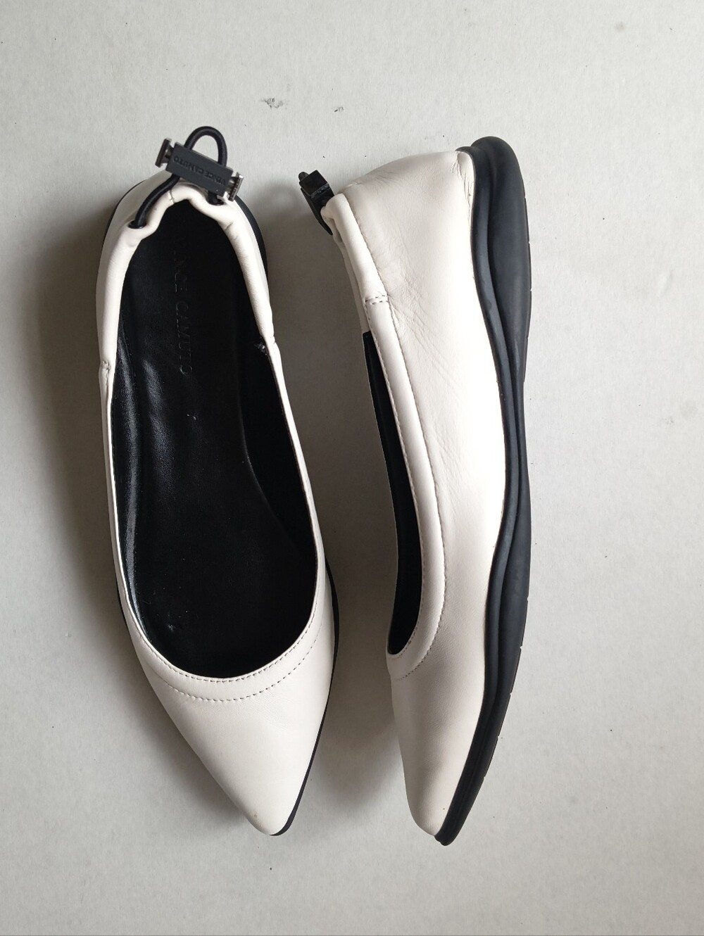 Vince Camuto White Leather Pointed Toe Flats Women's Sz 6.5